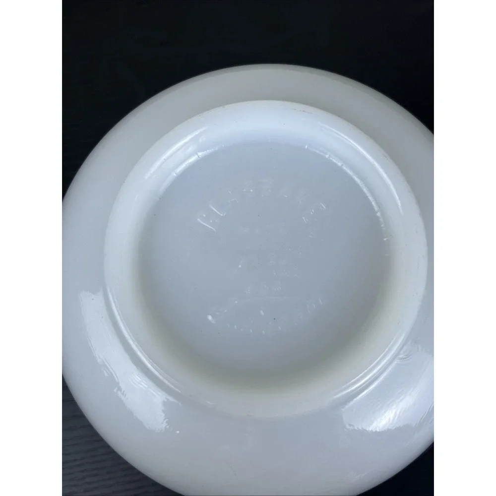 Vintage White Milk Glass Mixing Bowl with Pour Spout Mid Century Modern Kitchen
